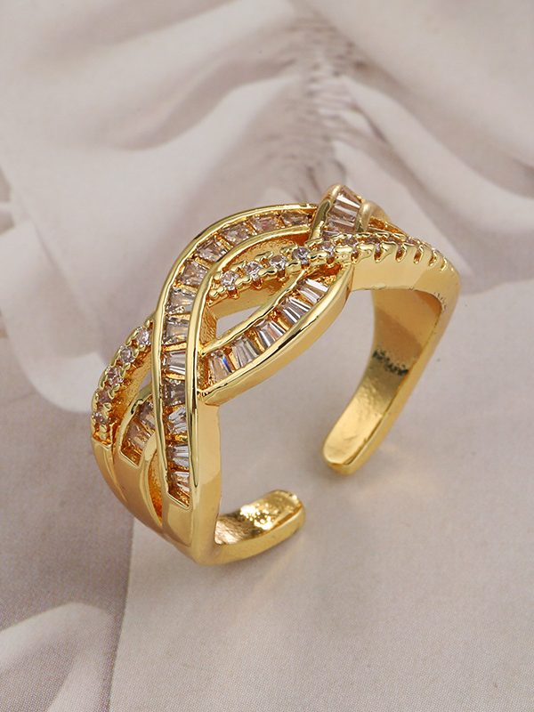 خاتمان للزوجين قابلان للتعديل بتصميم صليب مرصع بالزركون