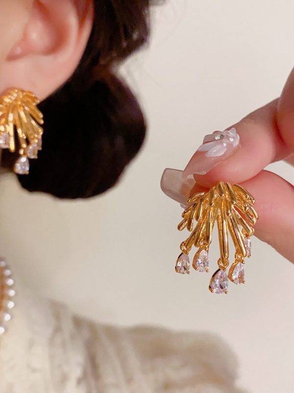 Fireworks Zircon Water Drop Earrings Women