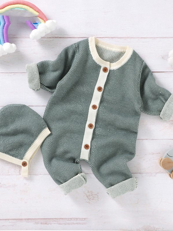 بدلة أطفال جديدة دافئة مع إبزيم أمامي