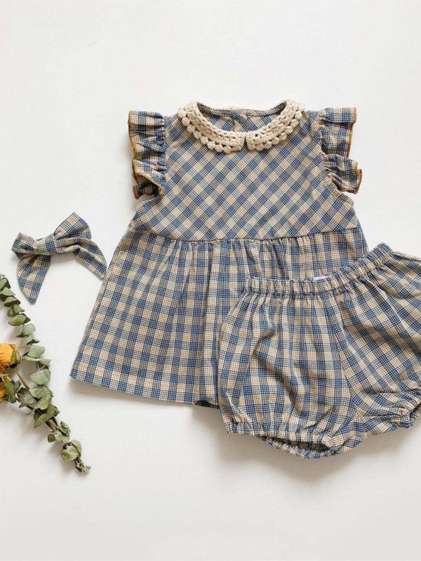 فستان بدلة قصير الأكمام لطيف للبنات