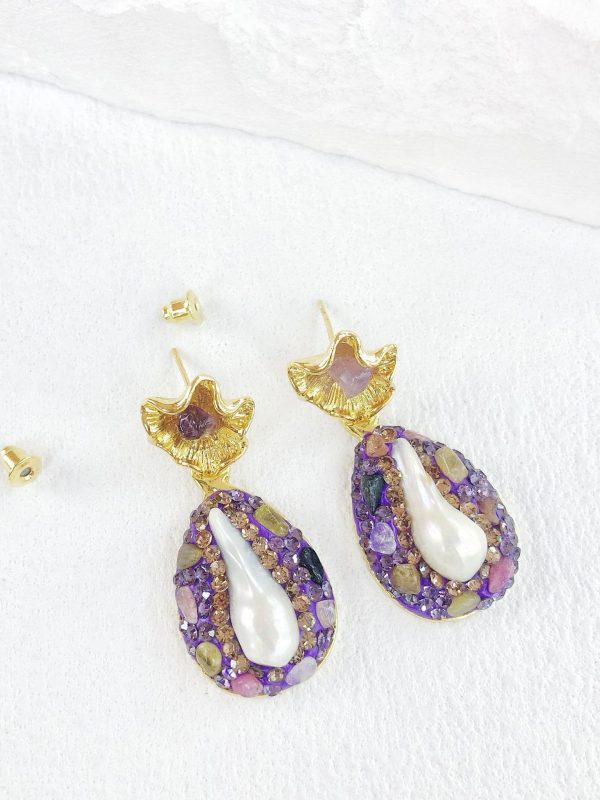 Golden Lotus Leaf Earrings For Women