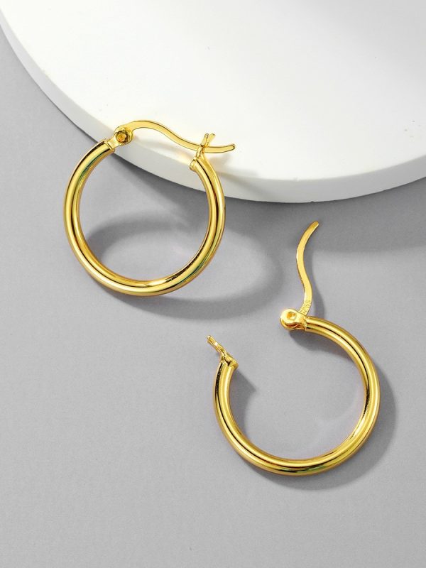 Stainless Steel Earrings Hoop Circle Women Gold