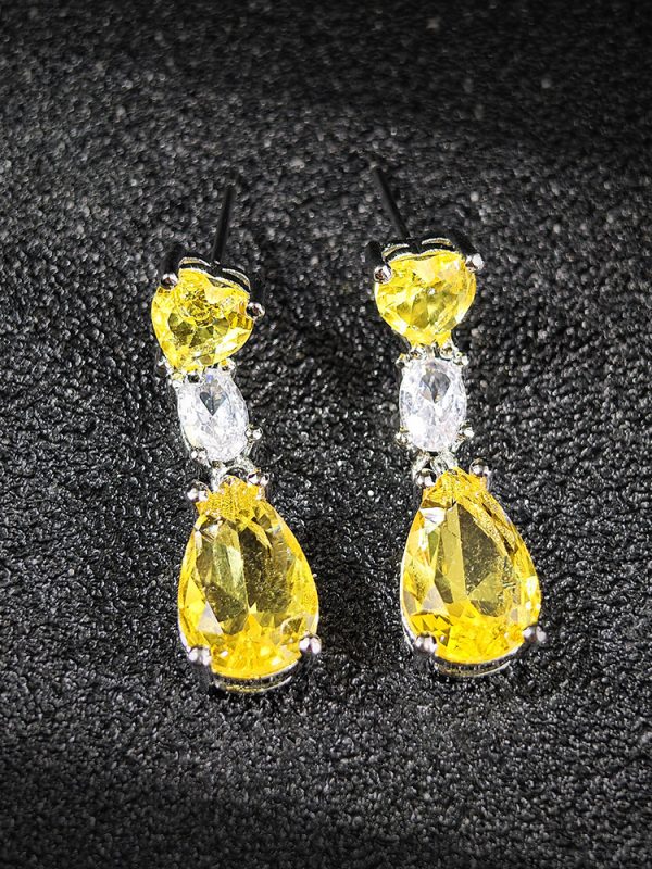 Fashionable Colored Gemstone Yellow Zircon Drop Earrings For Women