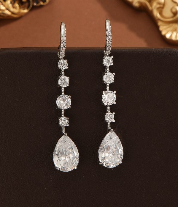 New European And American Luxury Pear-shaped Drop High-carbon Earrings For Women