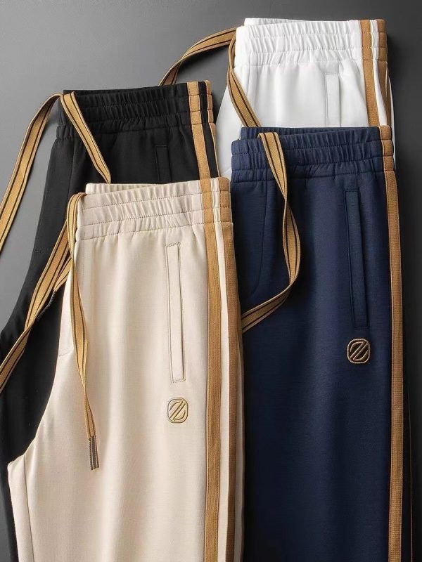 Light-luxury Blue Side Stripes In A Contrasting Color Slim-fit Casual Style