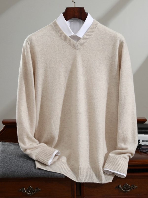 Men's Pure Cashmere Long-sleeved Knitted Base Sweater