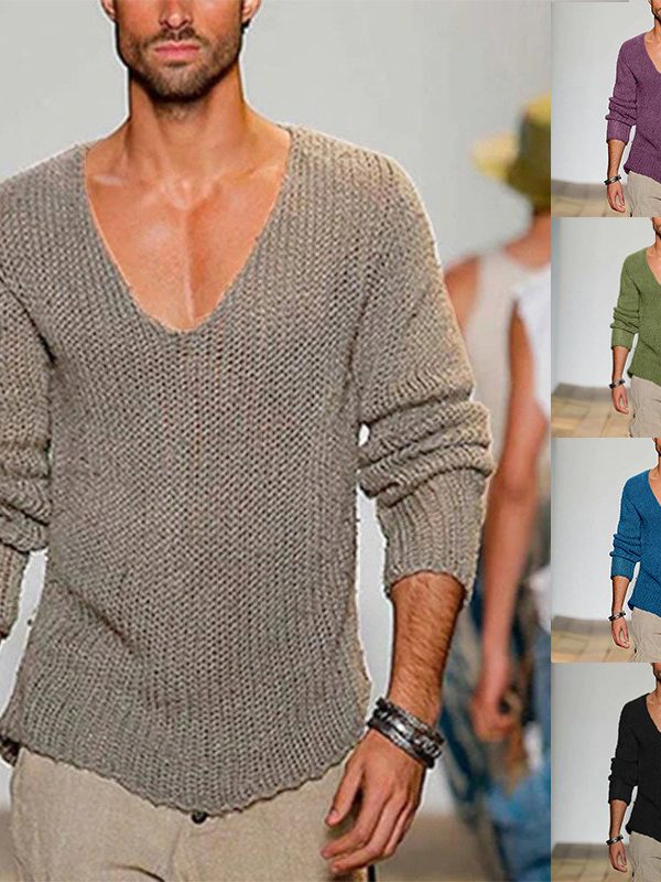 Mens Stylish Casual Knitted Pullover Sweater
