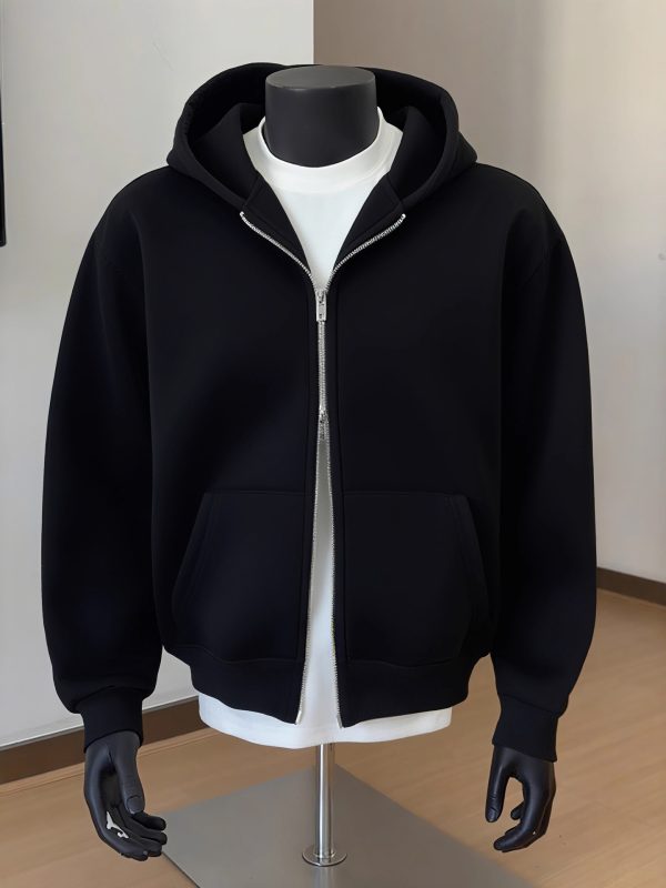 كارديجان رجالي بلون موحد مع سحاب مزدوج للإغلاق