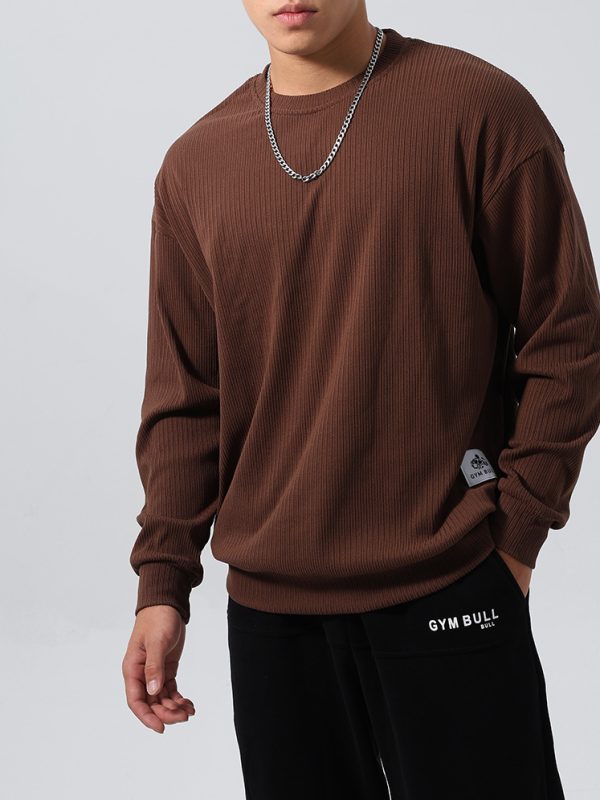 Mens Jacquard Striped Sports Hoodie With A Relaxed Fit And Dropped Shoulder Sleeves