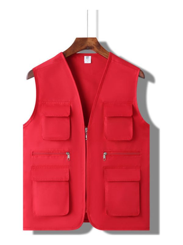 Thickened MultiPocket Vest With Printed Letters