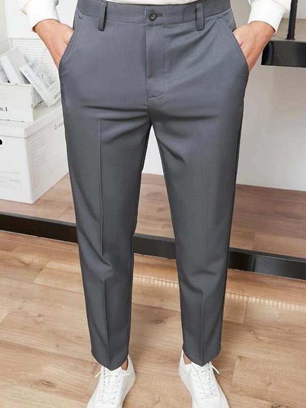 New Men's Straight High-waisted Black Casual Pants