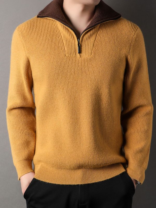 Twisted Jacquard Lapel Sweater Cardigan Men