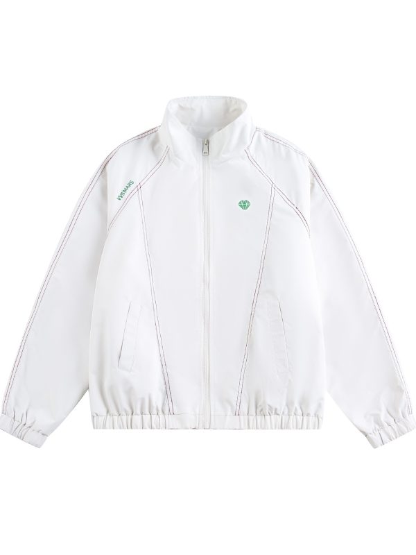 Crew-neck Casual Sport Zip-up Jacket