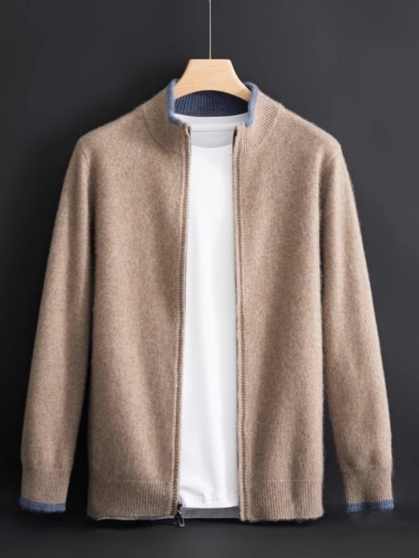 New Men's Sweater Half High Neck Zip Fashion Coat Business Knitwear Order
