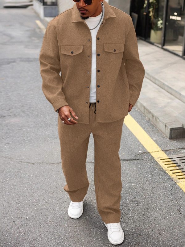 طقم جديد لخريف الرجال، جاكيت وبنطال كارغو كاجوال