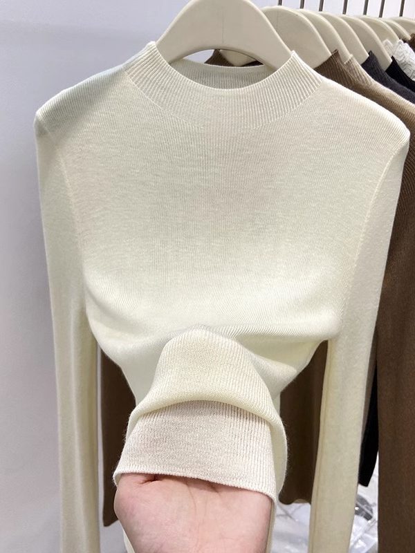 Womens Retro Half-Neck Slimming Knitted Top