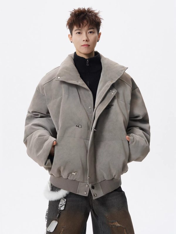 Retro Stand-up Collar Loose-fitting Versatile Puffer Jacket