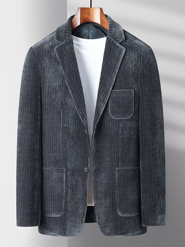 Men's Button-Front Slim-Fit Fashion Corduroy Blazer
