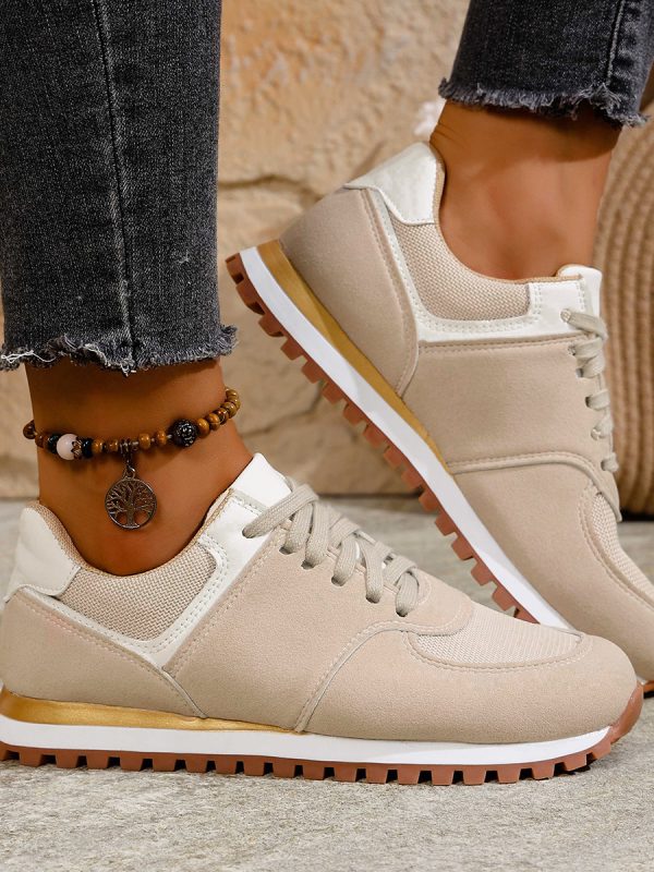 Women's Canvas Round Toe Shallow Mouth Lace-up Casual Shoes