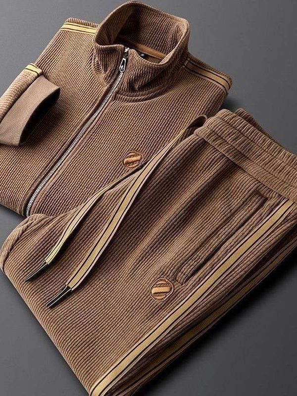 Light Luxury Warm Striped Casual Men's Sportswear