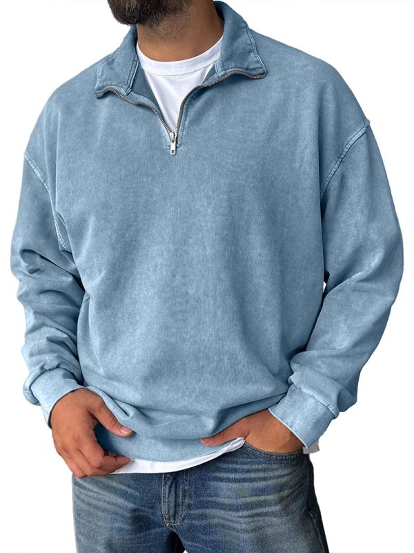 New Stand Collar Loose Drop Shoulder Men's Sweatshirt