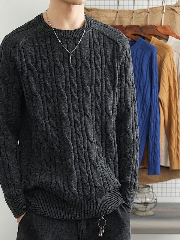 Mens Casual Slim-fit Knitted Pullover Sweater