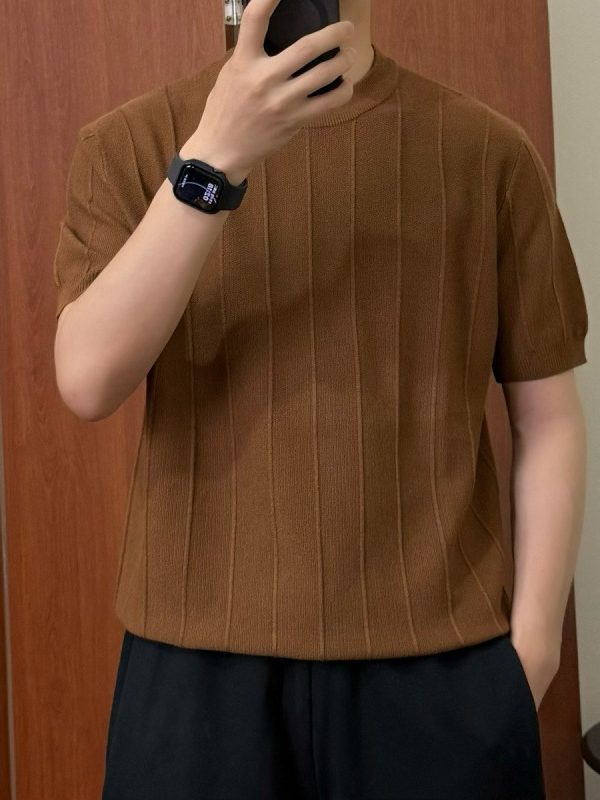 Crisp Solid-color Knit T-shirt