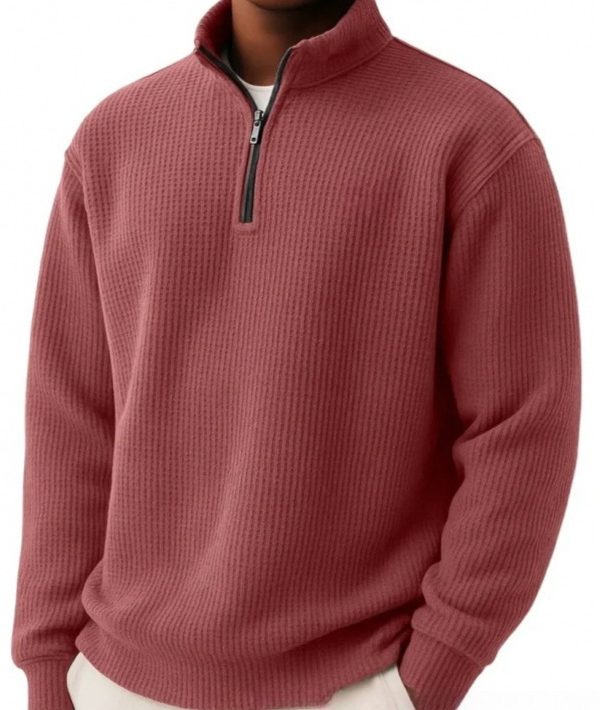 Mens Loose-fitting Casual Long-sleeve Pullover With A Zipper