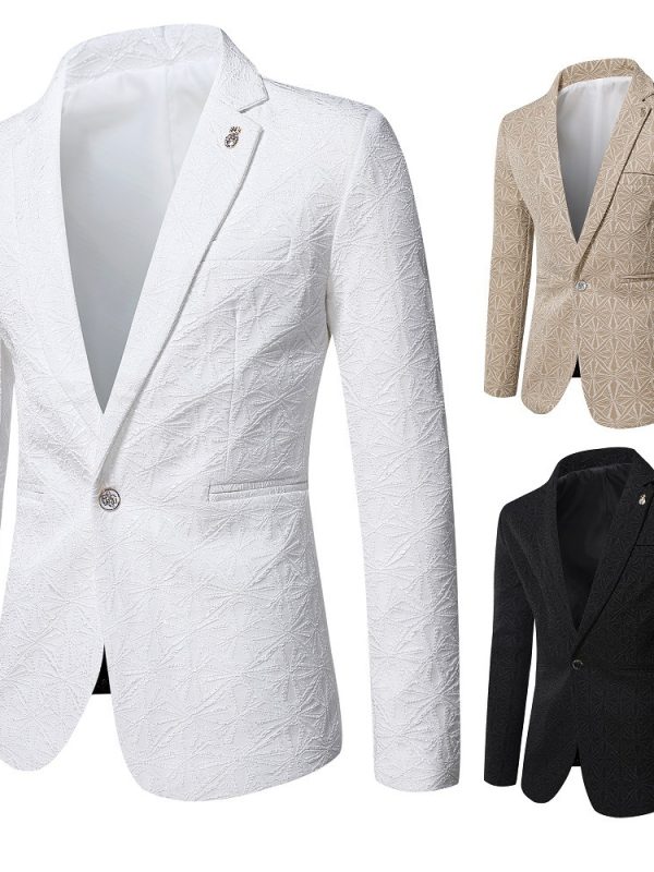 جاكيت رجالي كوري ضيق بنقشة الجاكار الفردية للشباب