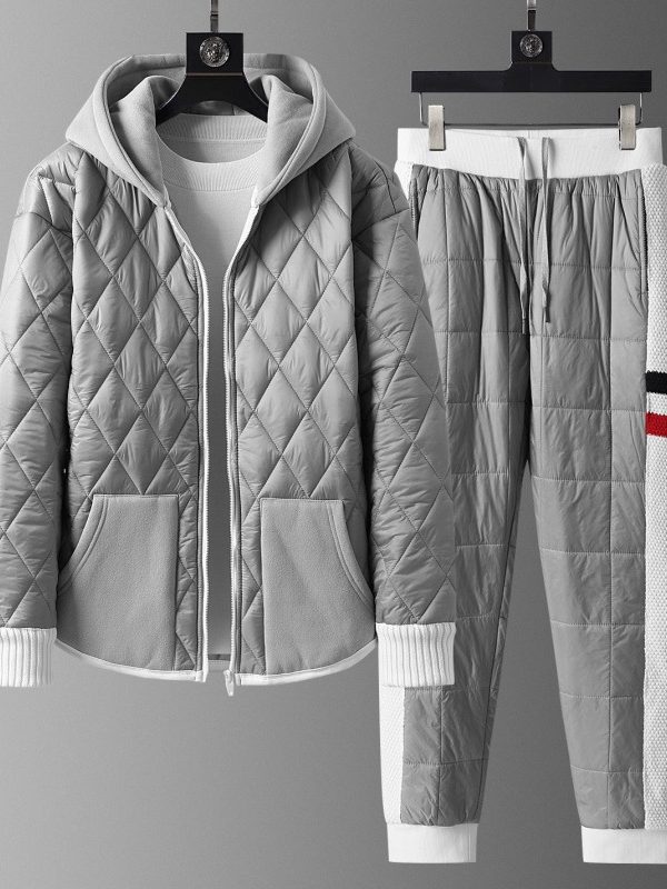 Winter Hooded Cardigan And Padded Cotton Jacket TwoPiece Set