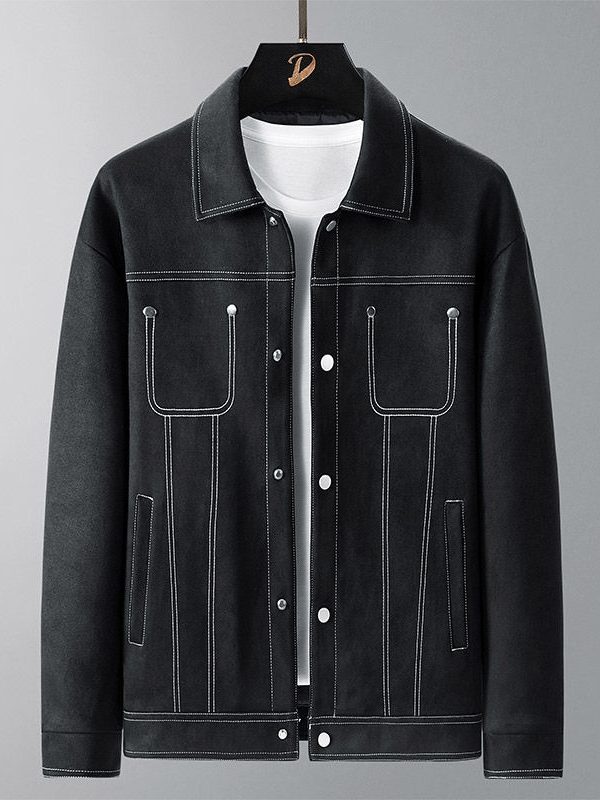 Mens SpringSummer SuedeLike Fabric Work Jacket
