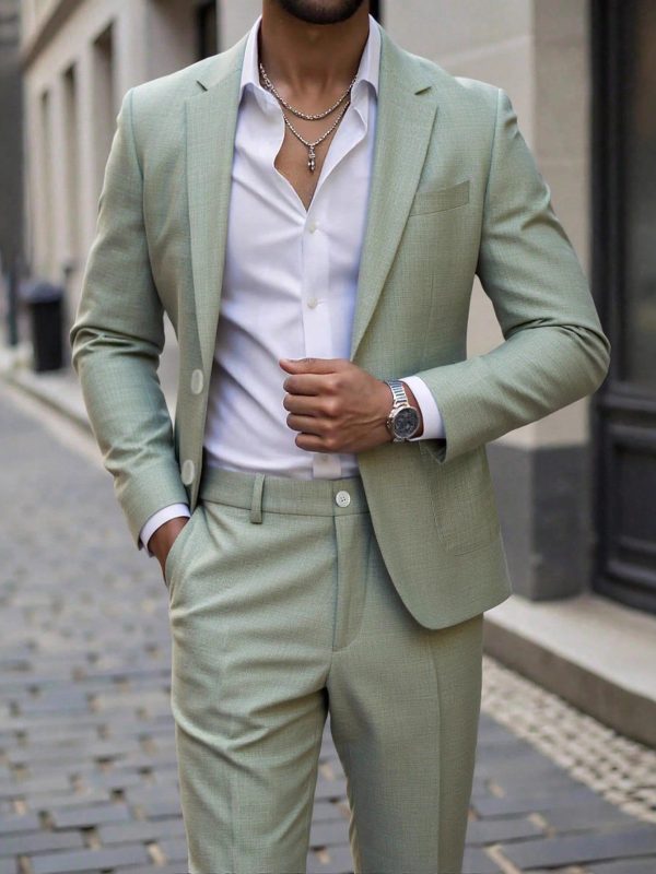 Mens Solid-Colored Business Suit Set