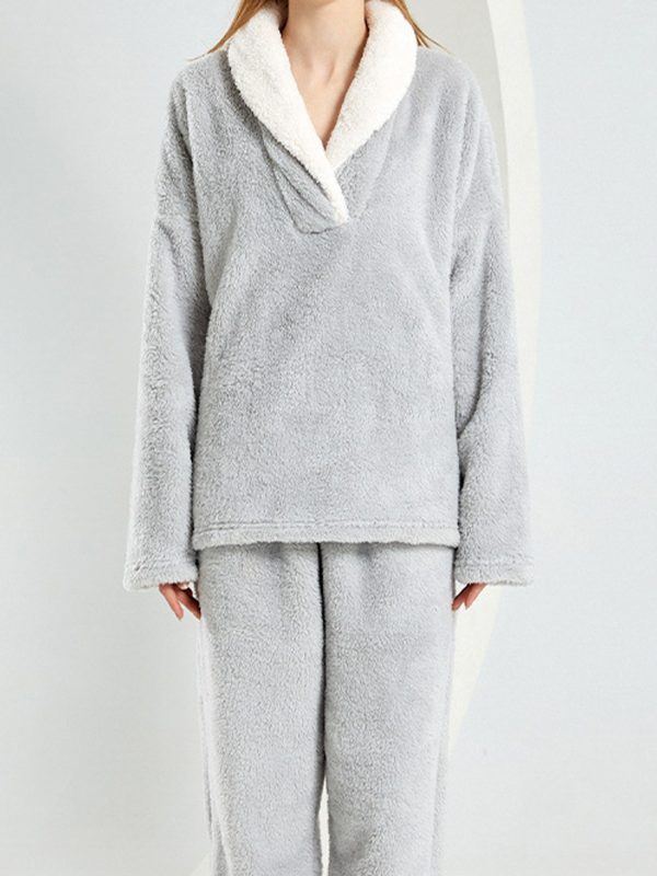 Womens Winter Coral Fleece Cozy And Soft Loungewear Set
