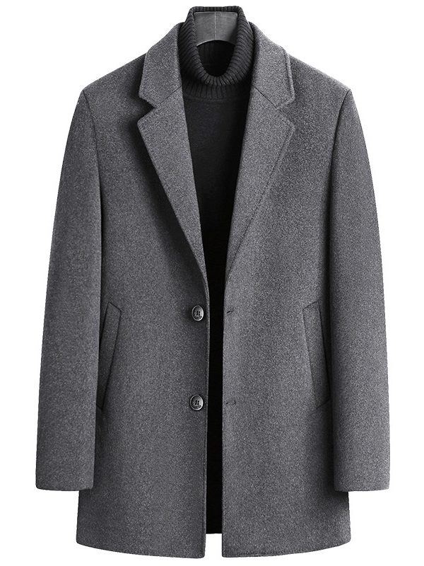Men's Single-breasted Wool Overcoat With Cotton Lining And Extra Thickness