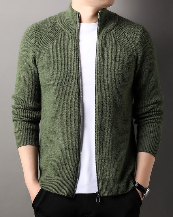 Mens Casual All-match Stand-up Collar Cardigan Sweater