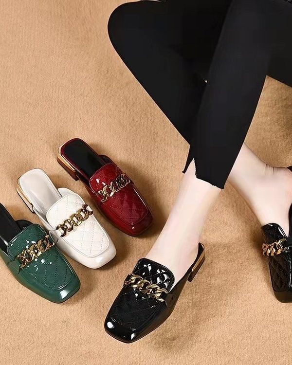 Women's Spring And Summer New Women's Shoes Mid Heel Toe Box Slippers