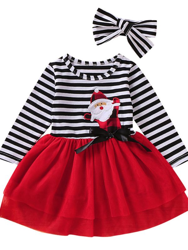 تنورة شبكية مخططة مزينة بالزهور على شكل بابا نويل