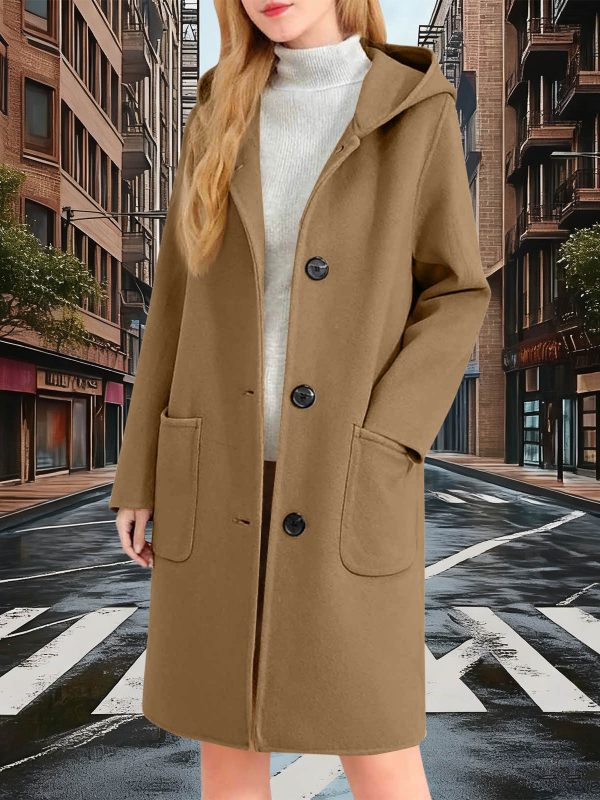Womens Double-Faced Wool Coat With Hood