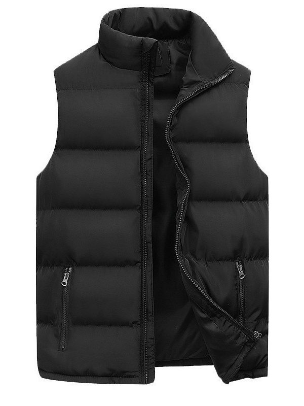 Men's Cotton Padded Clothing Vest Casual Warm Cotton-padded Coat Cotton Vest Sleeveless Vest