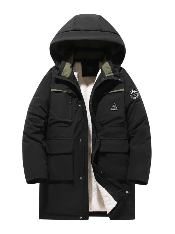 Winter Men's Cotton Coat Extra Large Size Mid-length With Hood Plus Size And Extra Thick Trendy For Big Men