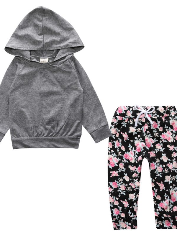Children's Clothing New Middle And Small Children Autumn Floral Two-Piece Set