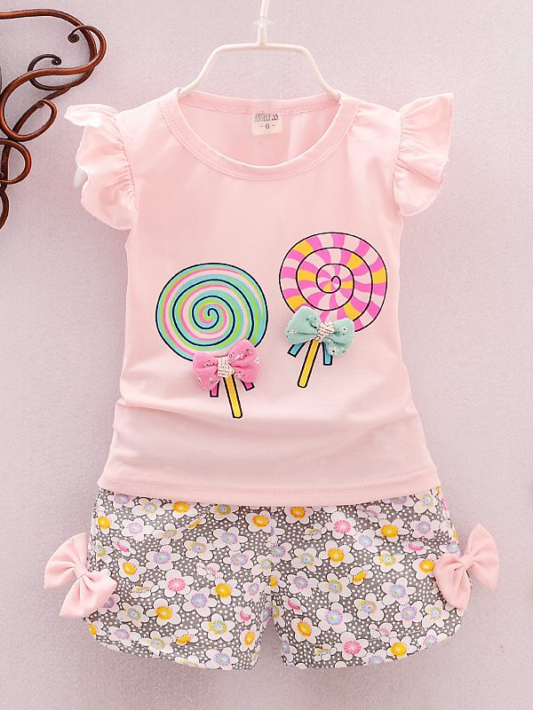 Baby Cartoon Middle And Small Children Lollipop Vest Suit