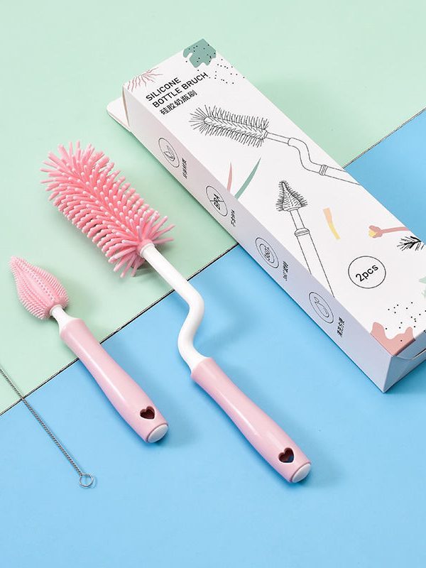 Baby Silicone Baby Bottle Brush Straw Scrubbing Baby Bottle Brush Cleaning