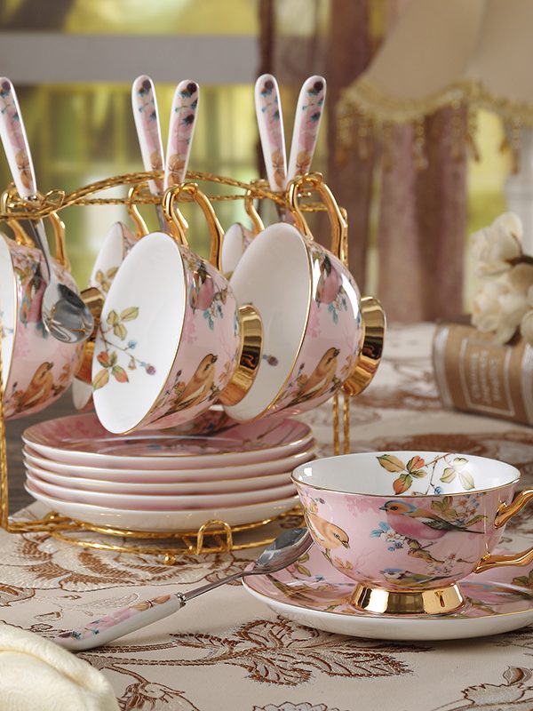 Bone China Coffee Cup Set Ceramic Phnom Penh Tea Set Cup With Spoon