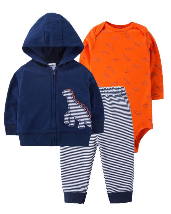 ملابس صوفية للأولاد والبنات، تجارة خارجية، طقم أطفال من ثلاث قطع بأكمام طويلة وغطاء رأس