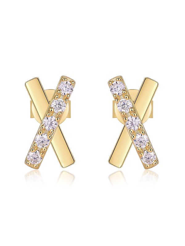 Dream Road - Premium Moissanite Luxury Fashion Light Luxury Jewelry Silver Stud Earrings S925 Silver Electroplated Gold