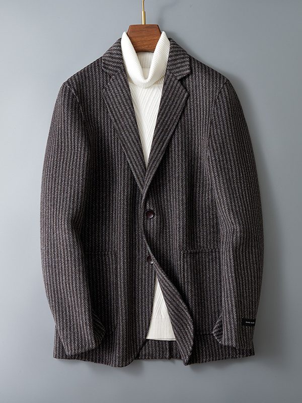 Men's Double-sided Wool Jacket Striped Suit Jacket