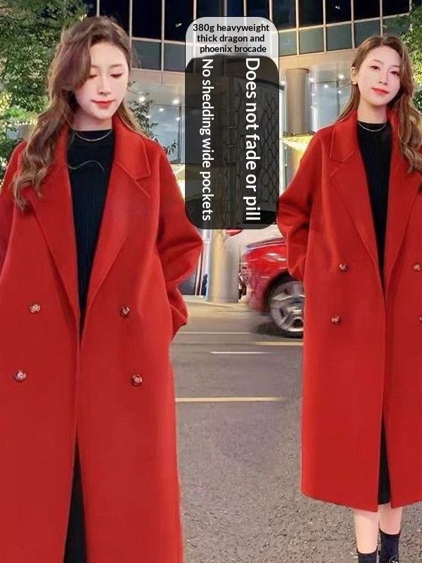 Women's Solid Color Casual Versatile Mid-length Wool Coat