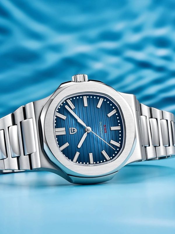 Men's Stainless Steel Automatic Mechanical Waterproof Barrel-shaped Wristwatch