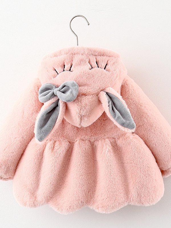 Cartoon Coat Hooded Baby Girl Toddler Fur